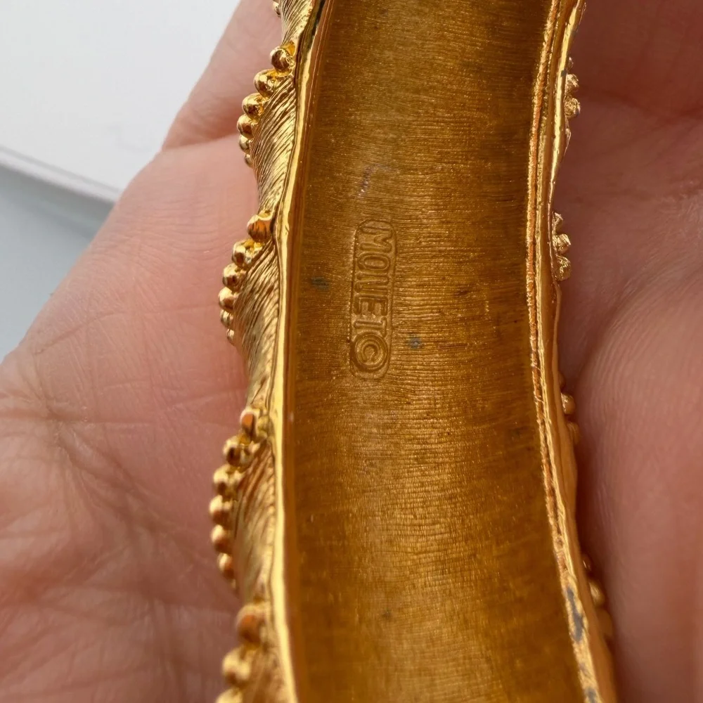 Vintage Monet textured gold bangle bracelet 1960-1970s